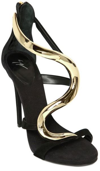 Giuseppe Zanotti 110mm Suede Wave Sandals in Gold (black) - Lyst