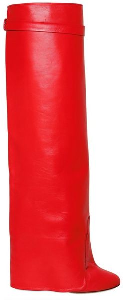 Givenchy 110mm Knee High Leather Spat Boots in Red - Lyst