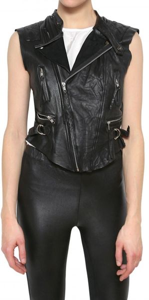 Horace Zipped Biker Leather Vest - Lyst