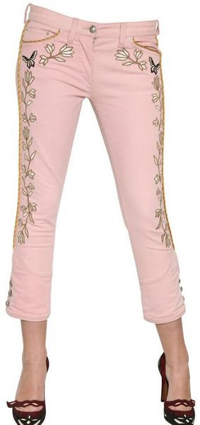 Isabel Marant Embroidered Stretch Cotton Denim Jeans - Lyst
