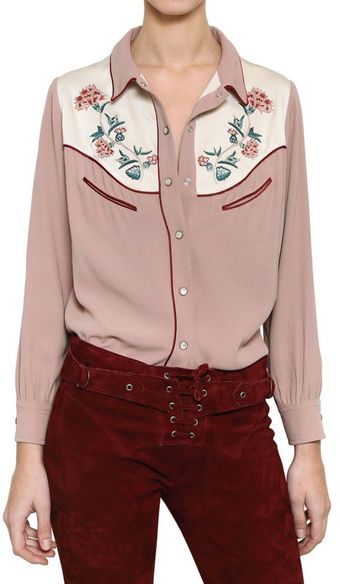 Isabel Marant Embroidered Viscose Crepe Shirt - Lyst