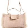 Jimmy Choo Rebbel Shearling Shoulder Bag in Beige (camel) - Lyst
