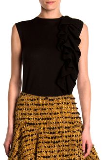 Lanvin Side Ruffle Sleeveless Sweater - Lyst