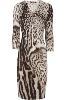 Roberto Cavalli Animal-Print Stretch Jersey Dress - Lyst