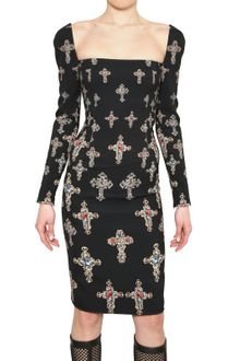 Versace Cross Print Stretch Silk Cady Dress - Lyst