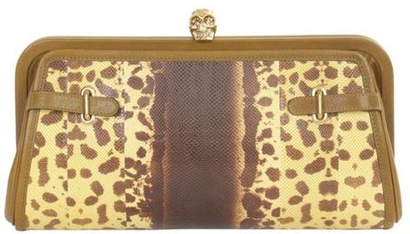 Alexander Mcqueen Spotted Karung Reversable Skull Clutch in Animal (bone) - Lyst