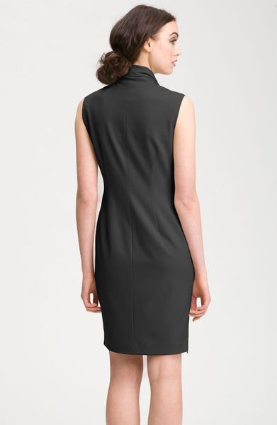 Calvin Klein Sleeveless Cowl Neck Sheath Dress in Black | Lyst