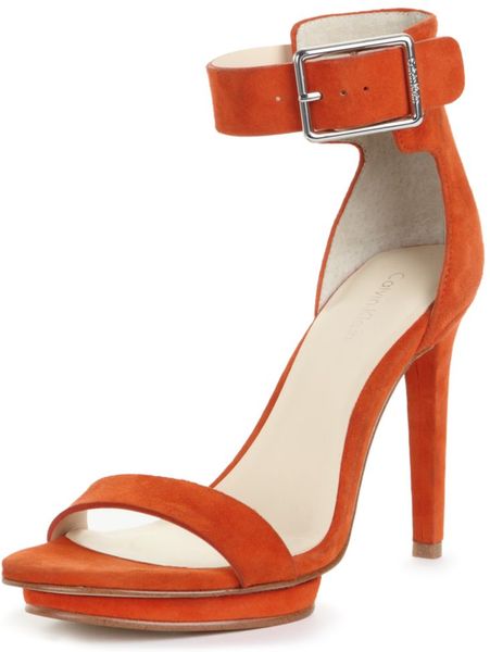 Calvin Klein Vivianne Strappy Sandals in Orange - Lyst
