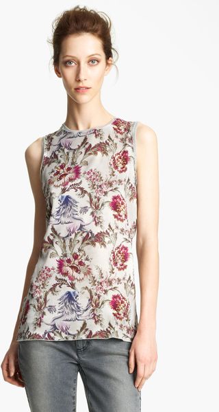 Dolce & Gabbana Floral Print Knit Tank in Multicolor (grey print) - Lyst