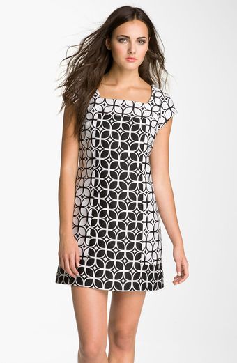 Donna Ricco Contrast Zip Jacquard Shift Dress - Lyst