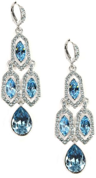 Givenchy Silver Tone Aqua and Sapphire Crystal Chandelier Earrings in Blue (silver) - Lyst