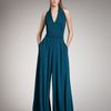 Halston Heritage Belted Halter Jumpsuit in Blue (dark teal) - Lyst
