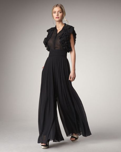 Rachel Zoe Delfina Pleated Chiffon Pants in Black - Lyst