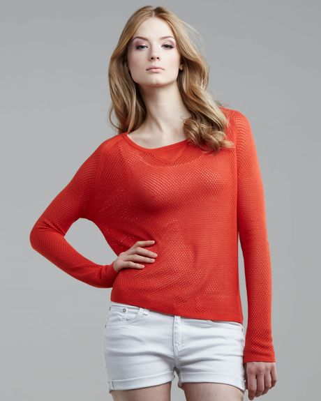 Rag & Bone Longsleeve Beach Top in Red (tangerine) - Lyst