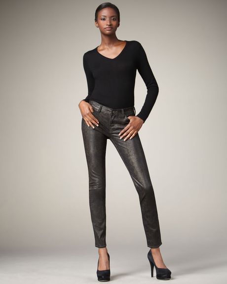 7 For All Mankind Skinny Snakeprint Jeans in Blue (gold) - Lyst