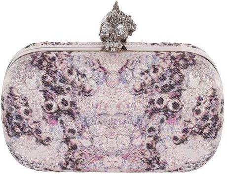 Alexander Mcqueen Barnacle Jacquard Shell Punk Skull Box Clutch in Purple (silver) - Lyst