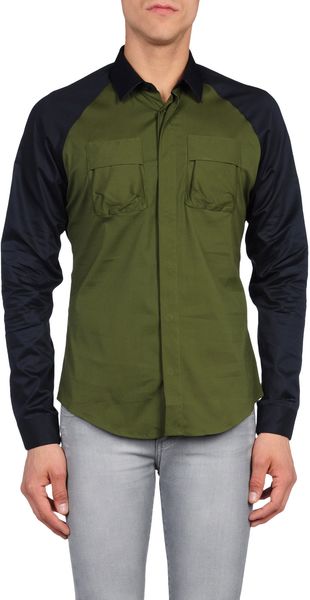Balenciaga Long Sleeve Shirt in Green for Men - Lyst