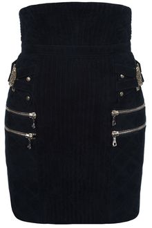 Balmain Quilted Suede Skirt - Lyst