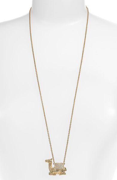 Kate Spade Wild One Camel Pendant Necklace in Gold (gold/ clear crystal) - Lyst