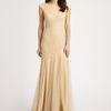 Tadashi Shoji Ruched Gown in Gold - Lyst