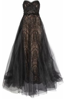 Marchesa Strapless Tulle and Lace Gown - Lyst