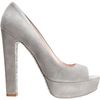 Miu Miu Glitter Embellished Peep Toe Pump in Gray (grey) - Lyst