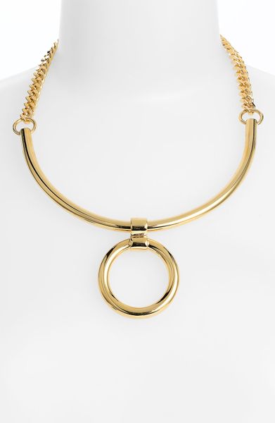 Tory Burch Circle Pendant Necklace in Gold - Lyst