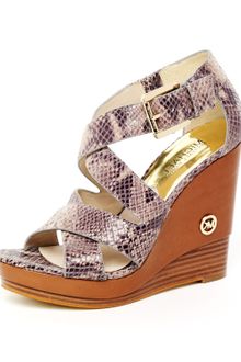 Michael by Michael Kors Belinda Pythonembossed Leather Crossstrap Sandal  - Lyst