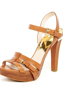 Michael by Michael Kors Grace Leather Buckle Platform Sandal - Lyst