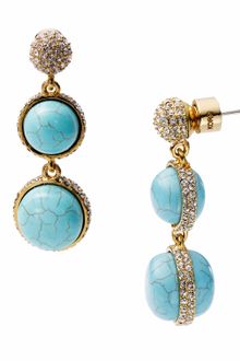 Michael Kors Turquoise Double Drop Earrings with Pave Detail - Lyst