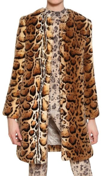 Blumarine Leopard Print Faux Fur Coat - Lyst