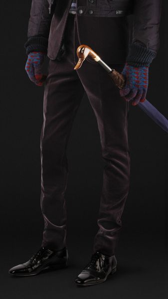 Burberry Prorsum Skinny Fit Velvet Trousers - Lyst