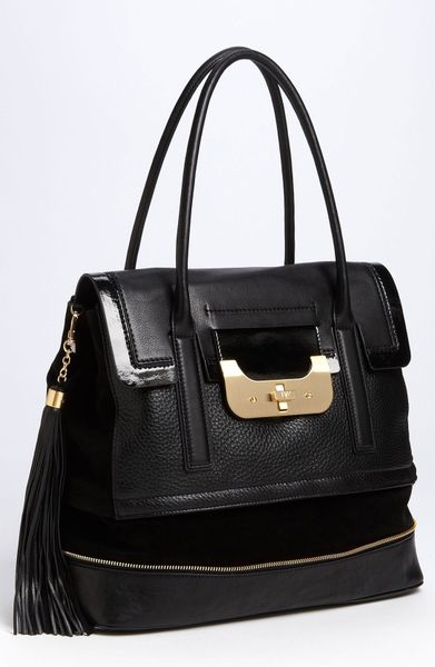 Diane Von Furstenberg Harper Laurel Leather Shoulder Bag in Black - Lyst