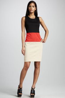 DKNY Colorblock Twill Dress - Lyst