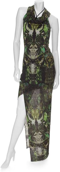 Helmut Lang Cowl Neck Cicadae Dress in Green (olive) - Lyst