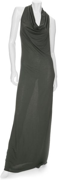 Helmut Lang Cowl Neck Maxi Dress in Green (olive) - Lyst