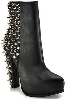 Jeffrey Campbell Avalos Black Leather Spiked Platform Bootie - Lyst
