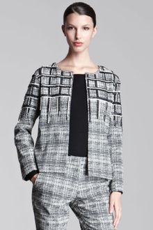Lela Rose Blurred Plaid Plain Jacket - Lyst