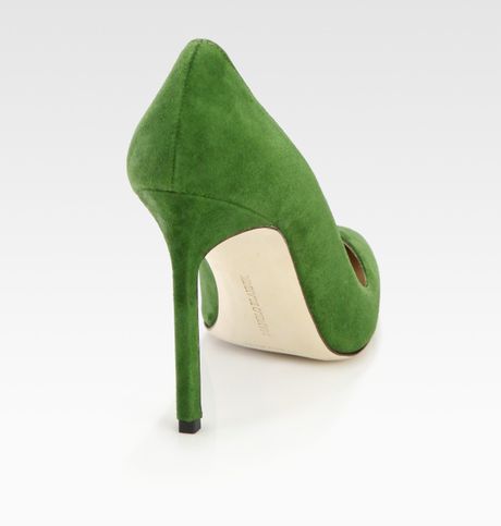 green suede pump