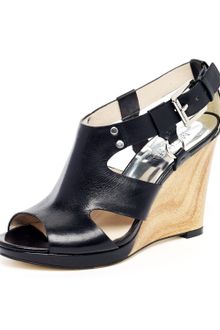 Michael by Michael Kors Briyette Leather Cutout Wedge Sandal - Lyst