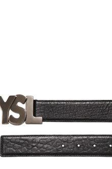Yves Saint Laurent 35cm Logo Hammered Leather Belt - Lyst
