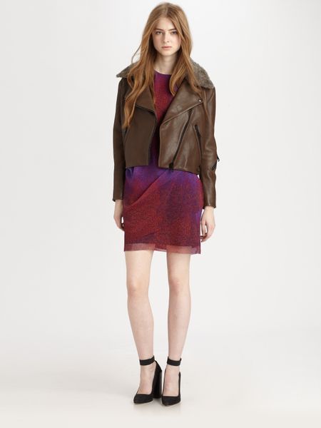 Acne Rita Leather and Shearling Jacket in Brown - Lyst