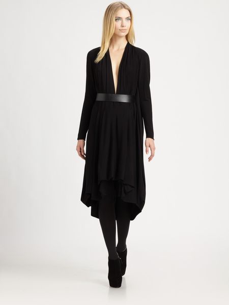Akris Belted Jersey Dress in Black - Lyst