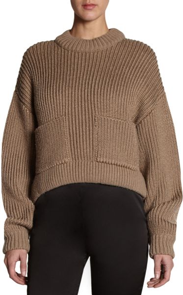 Balenciaga Ribbed Sweater in Brown (champagne) - Lyst