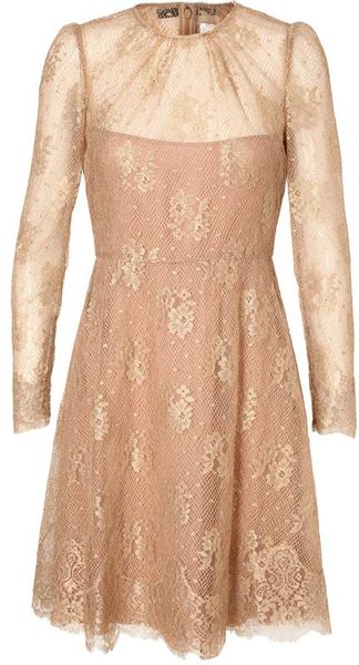 Valentino Lace Tea Dress in Black (gold) - Lyst