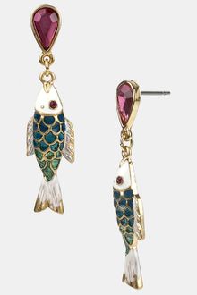 Betsey Johnson Sea Excursion Fish Drop Earrings - Lyst