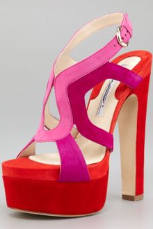 Brian Atwood Daria Keyhole Suede Sandal - Lyst