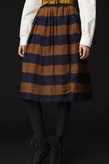 Burberry Prorsum Striped Cotton and Silk Skirt - Lyst