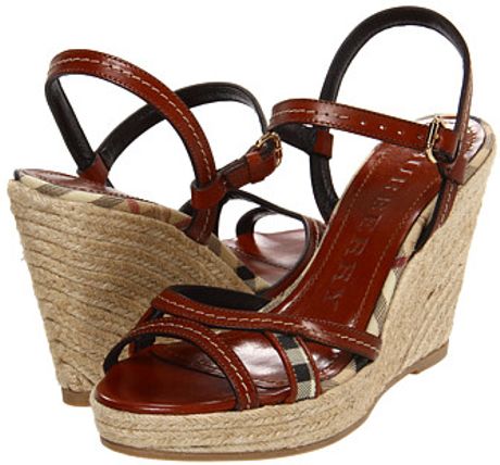 Brown Haymarket Leather  wedge Espadrille  in slingback sandals  Wedges Platform (t burberry Burberry leather