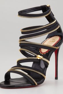 Christian Louboutin Unzip Leather Booty Sandal - Lyst